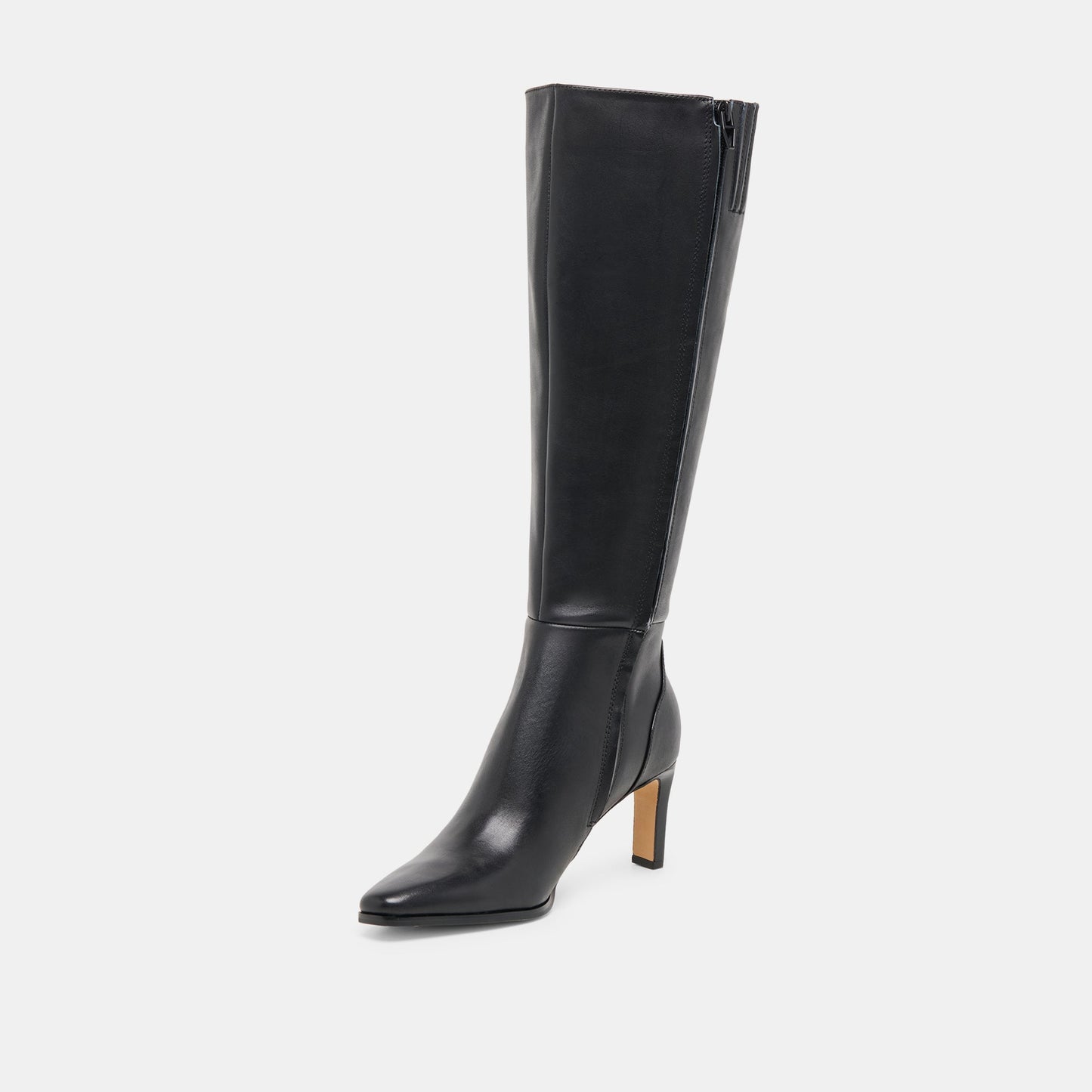 Emmi Black Leather Wide Calf Boots - Dolce Vita