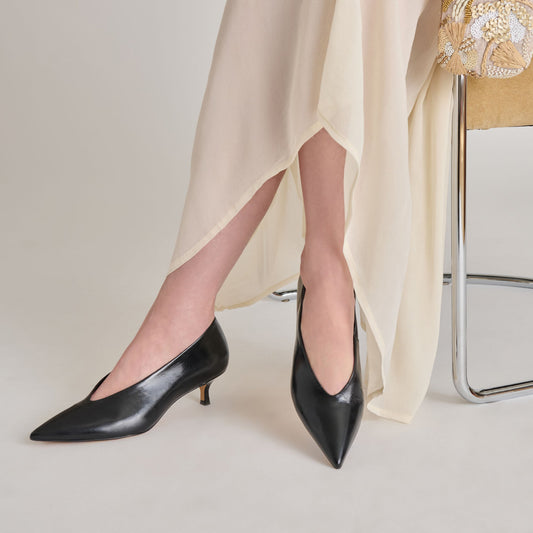 ALWYN HEELS MIDNIGHT CRINKLE PATENT - Dolce Vita