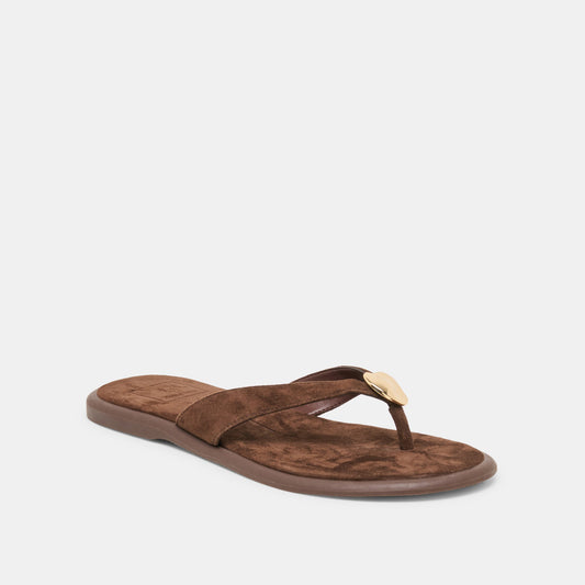 Jaina Dk Brown Suede Sandals - Dolce Vita