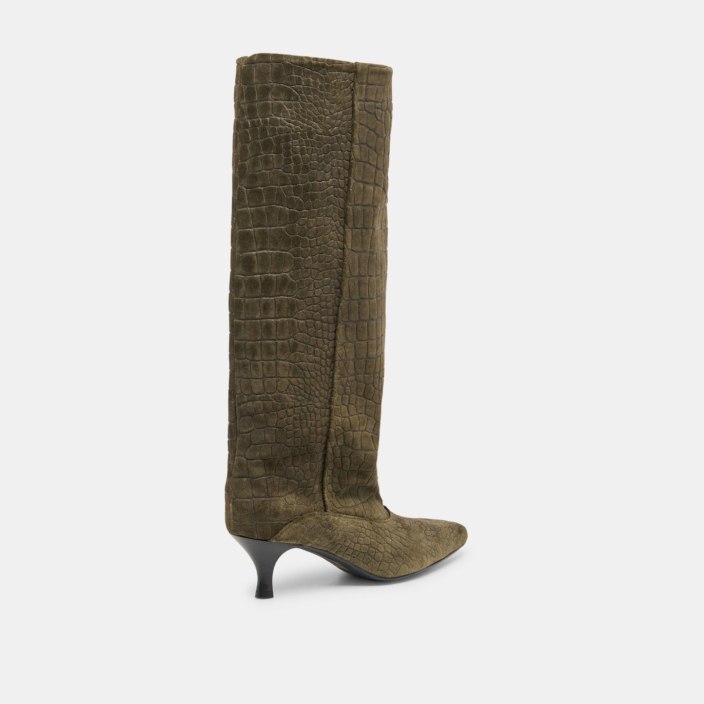 Roxla Olive Croco Embossed Leather Boots - Dolce Vita