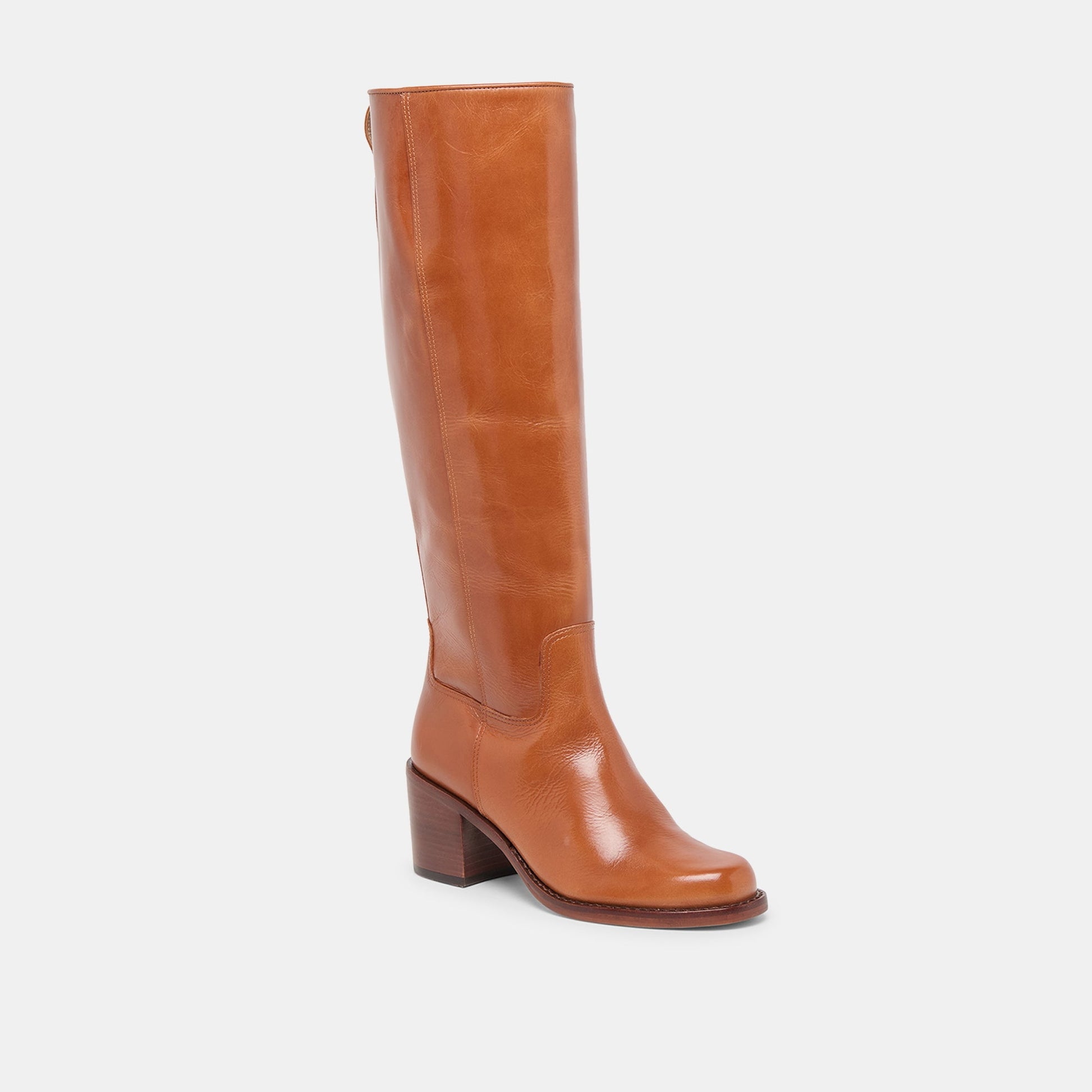 Lucyle Tan Leather Wide Calf Boots - Dolce Vita