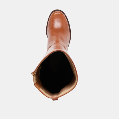 Lucyle Tan Leather Wide Calf Boots - Dolce Vita