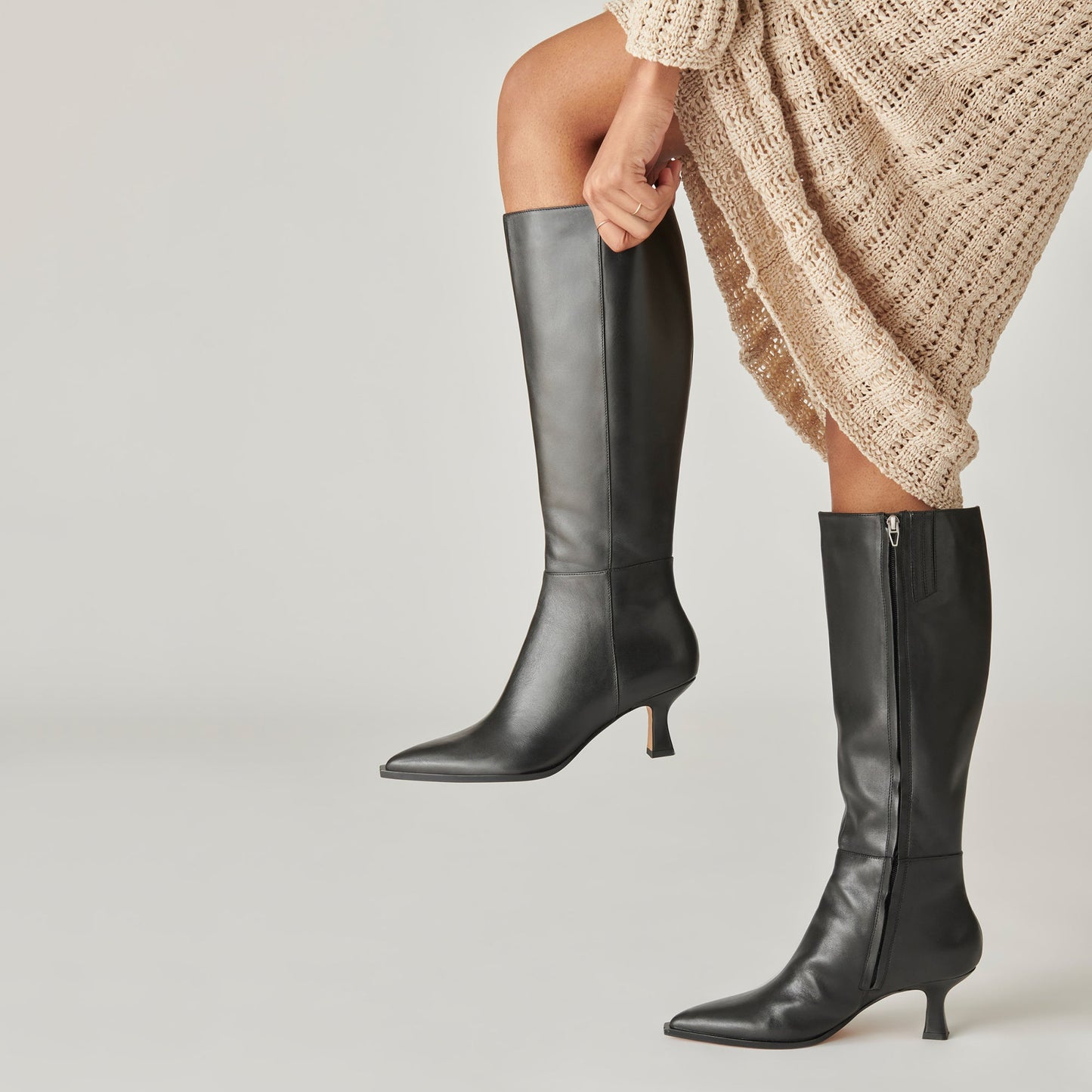 Auggie Black Leather Boots - Dolce Vita