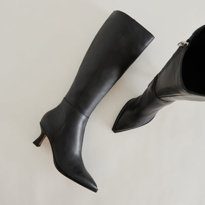 Auggie Black Leather Boots - Dolce Vita