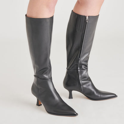 Auggie Black Leather Boots - Dolce Vita