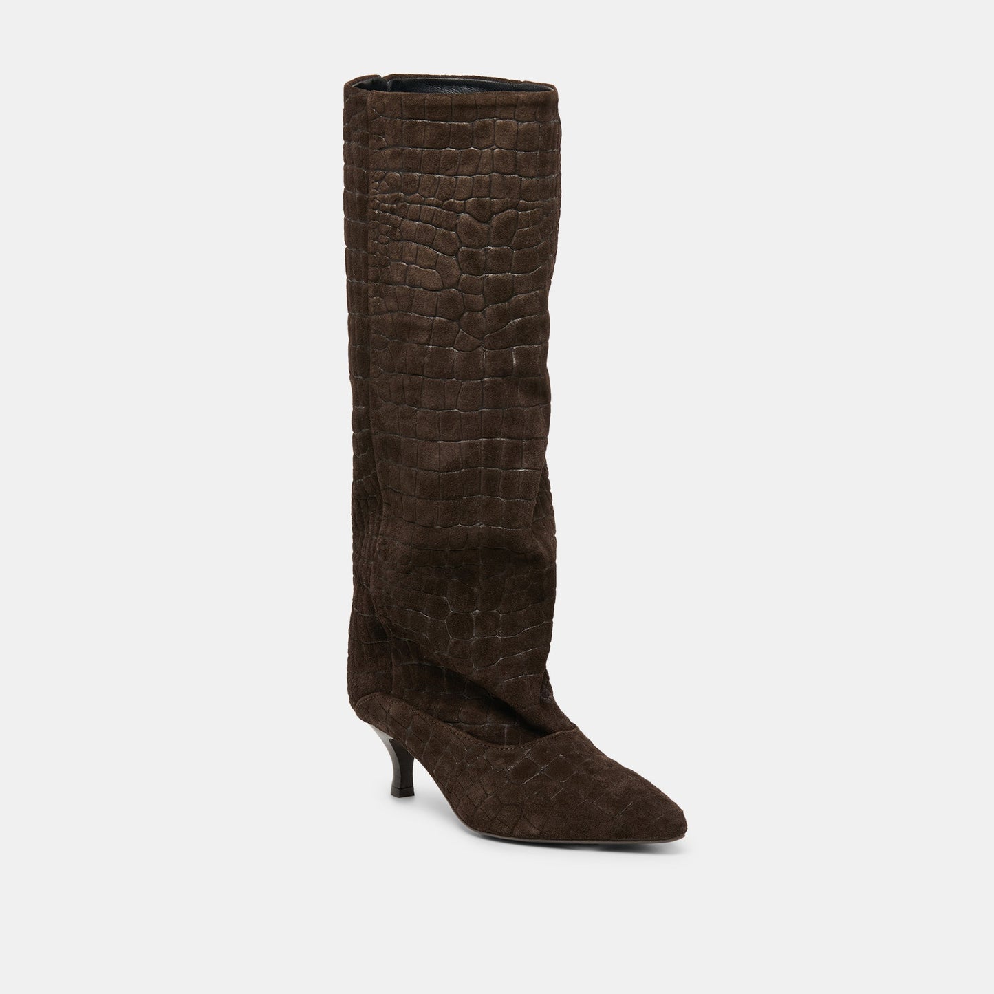 Roxla Dk Chocolate Croco Embossed Leather Boots - Dolce Vita