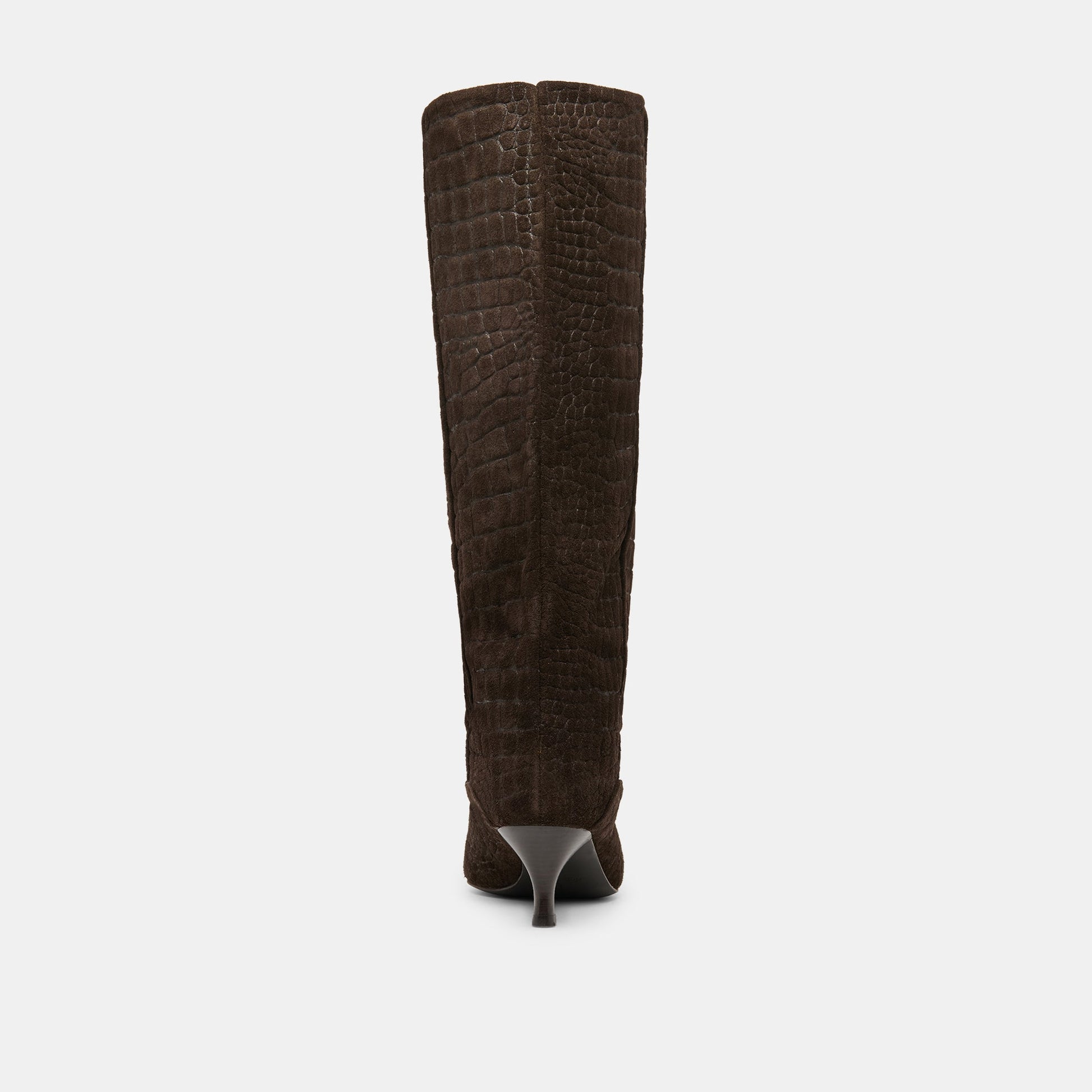 Roxla Dk Chocolate Croco Embossed Leather Boots - Dolce Vita