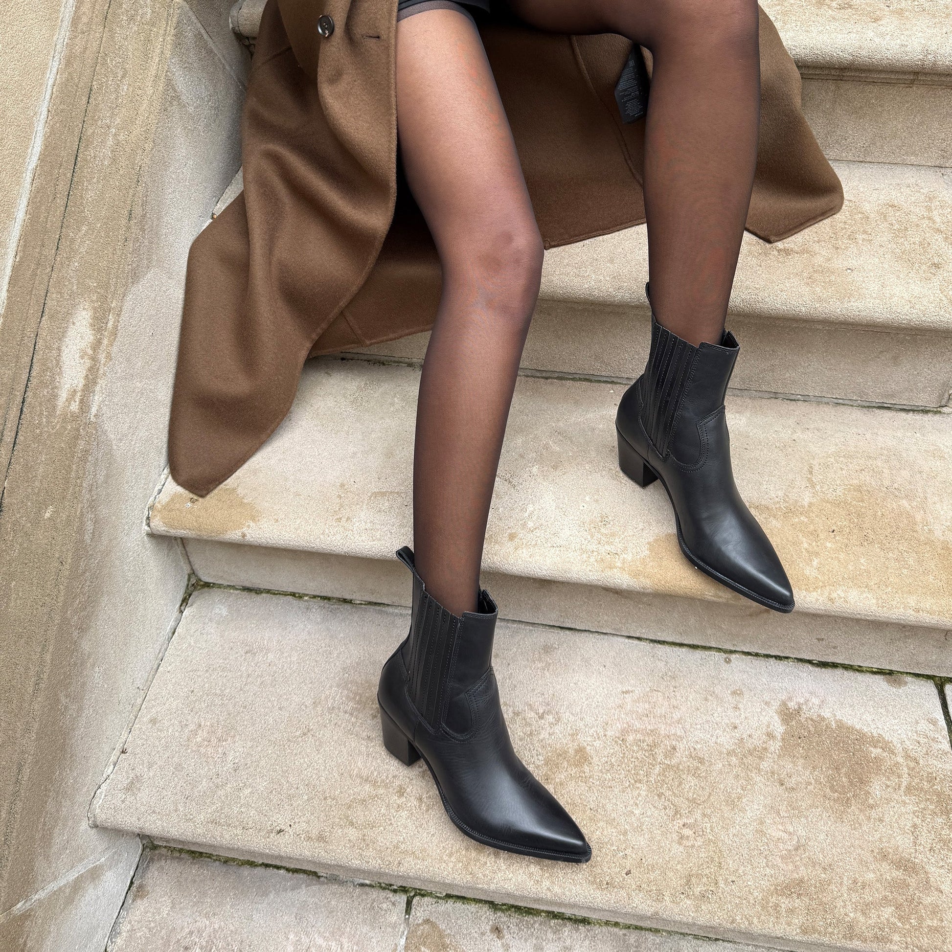 Slim Black Leather Booties - Dolce Vita