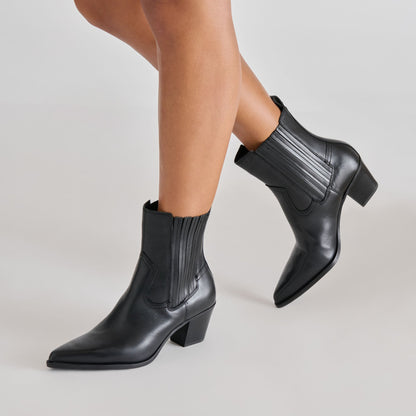 Slim Black Leather Booties - Dolce Vita