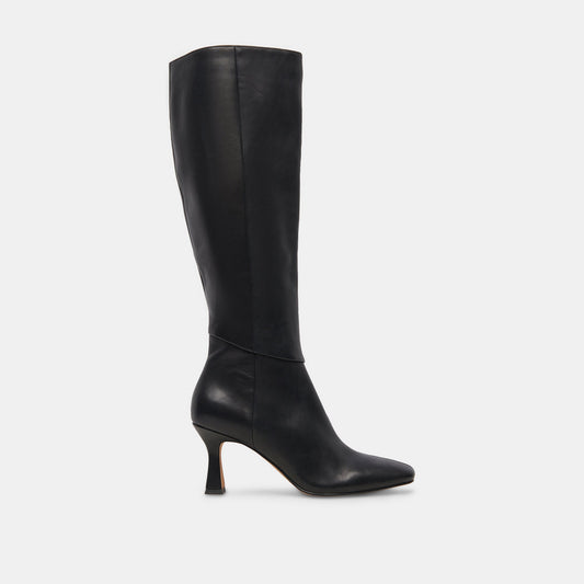 Gyra Wide Calf Black Leather Boots - Dolce Vita