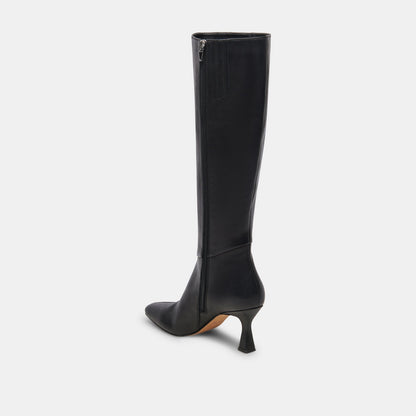 Gyra Wide Calf Black Leather Boots - Dolce Vita