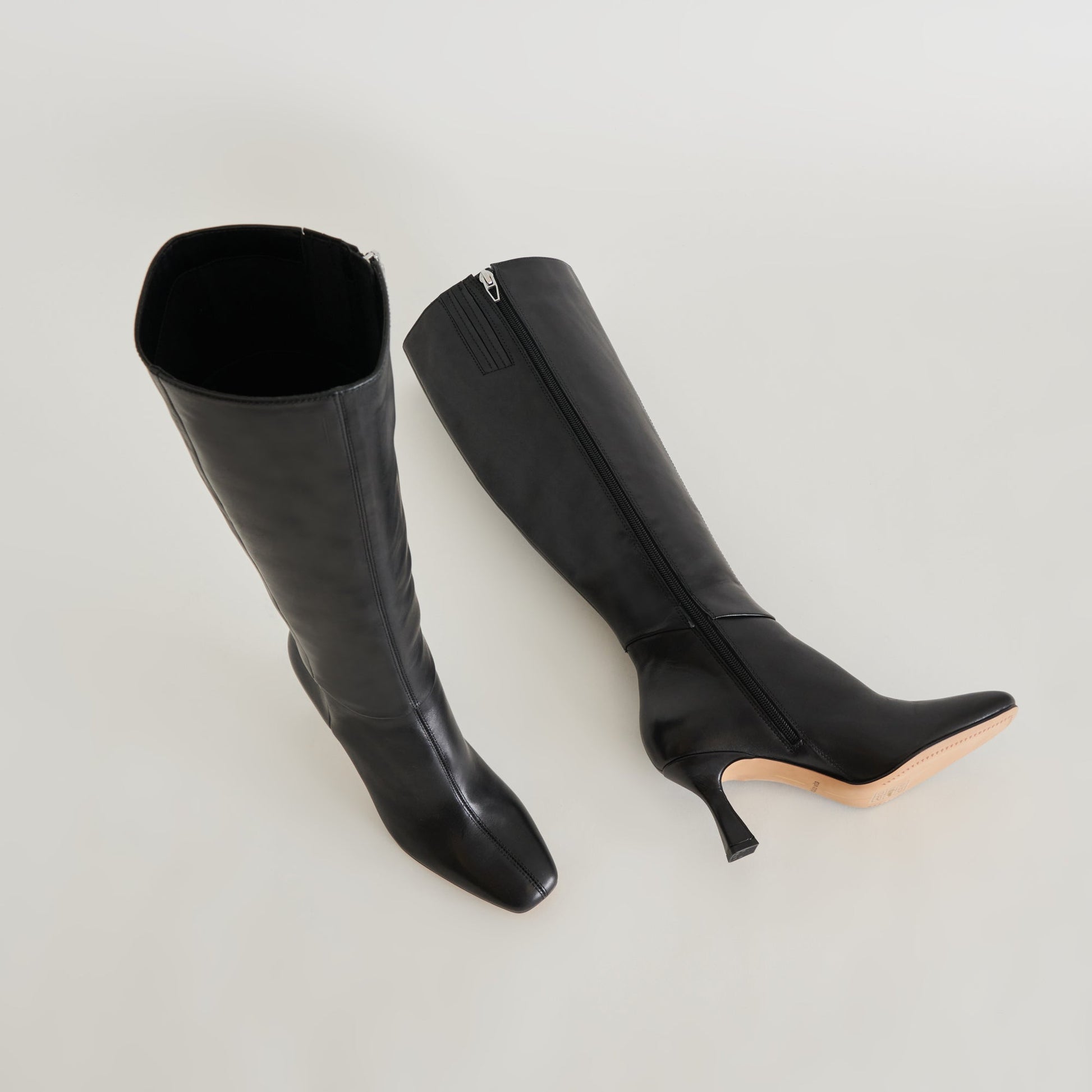 Gyra Wide Calf Black Leather Boots - Dolce Vita