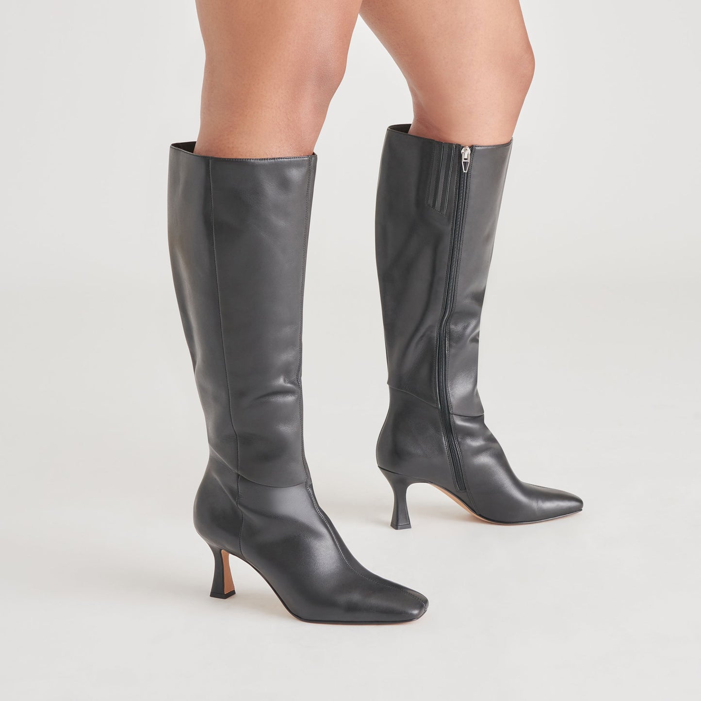 Gyra Wide Calf Black Leather Boots - Dolce Vita