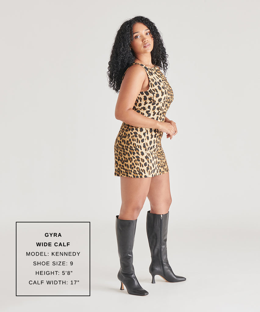 Gyra Wide Calf Black Leather Boots - Dolce Vita