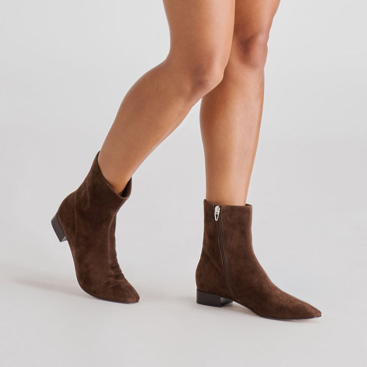 Tarine Dk Brown Nubuck Booties - Dolce Vita