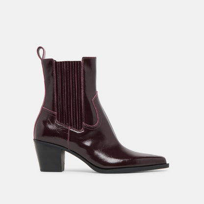 Slim Mulberry Crinkle Patent Booties - Dolce Vita