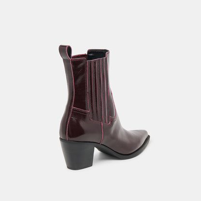 Slim Mulberry Crinkle Patent Booties - Dolce Vita
