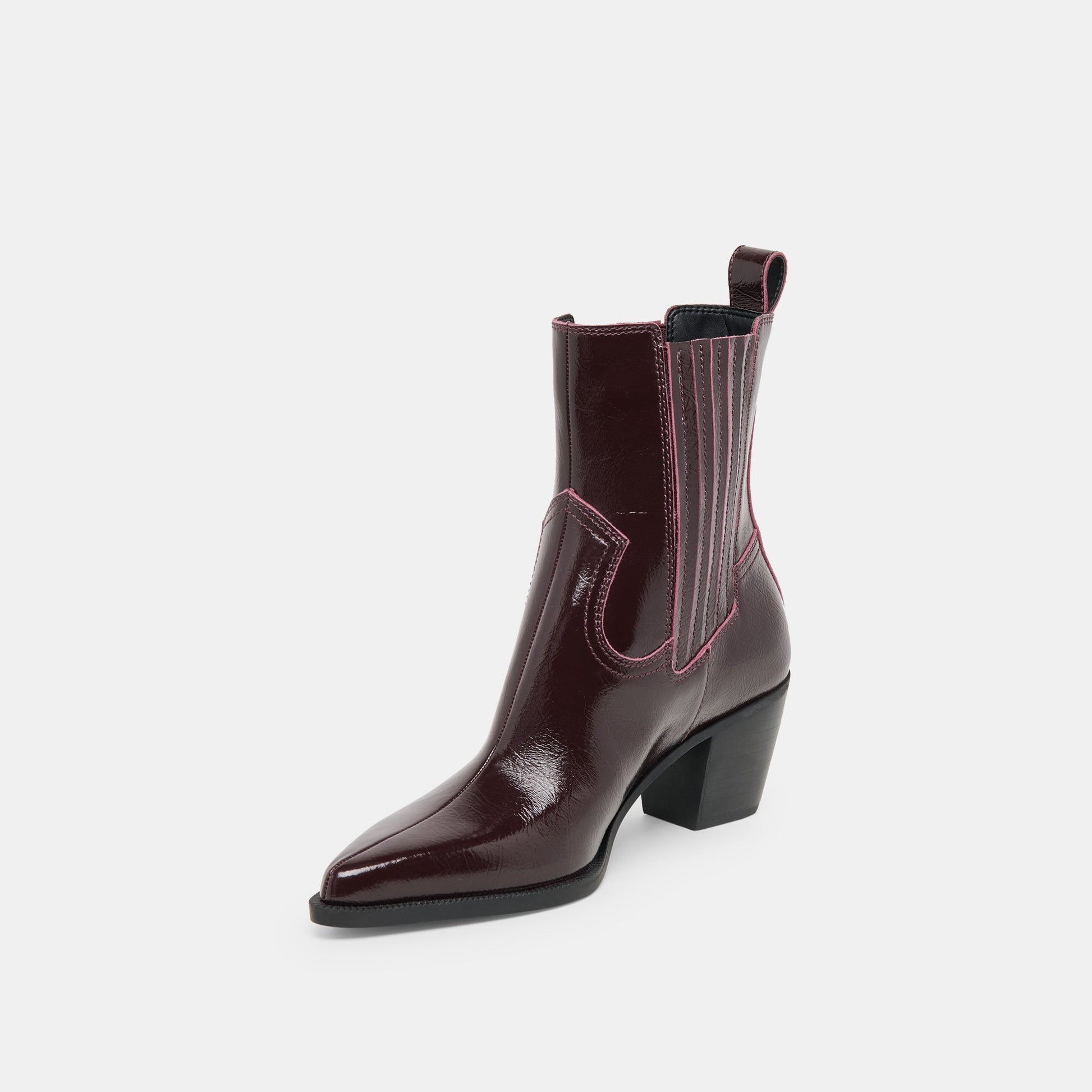 Slim Mulberry Crinkle Patent Booties - Dolce Vita