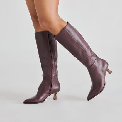 Auggie Wine Leather Boots - Dolce Vita