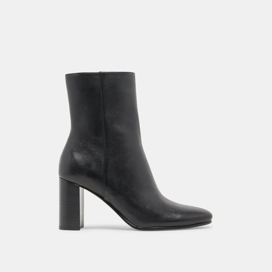 Suzy Wide Black Leather Booties - Dolce Vita