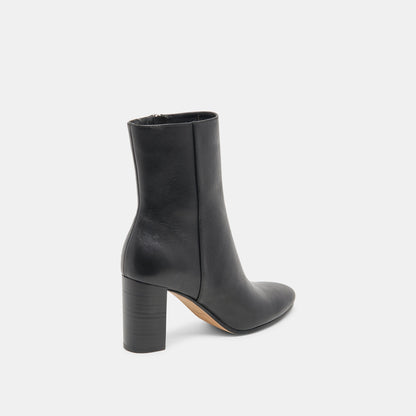 Suzy Wide Black Leather Booties - Dolce Vita