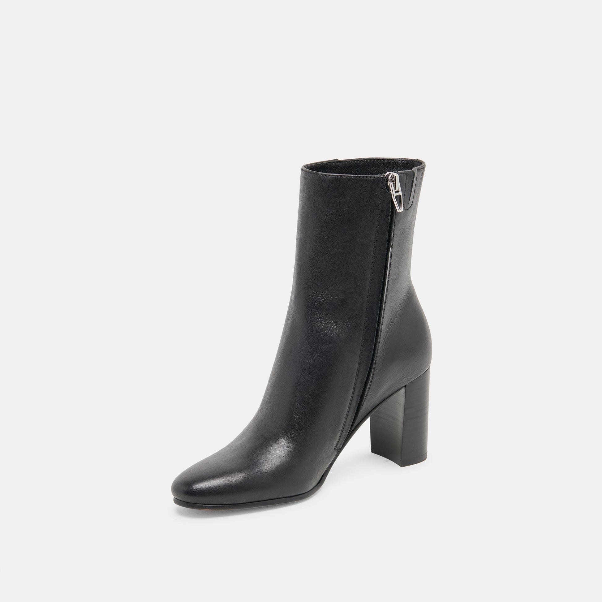 Suzy Wide Black Leather Booties - Dolce Vita
