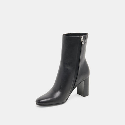 Suzy Wide Black Leather Booties - Dolce Vita