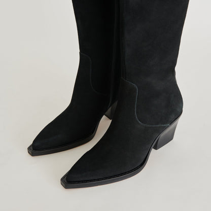 Raj Extra Wide Calf Onyx Suede Boots - Dolce Vita