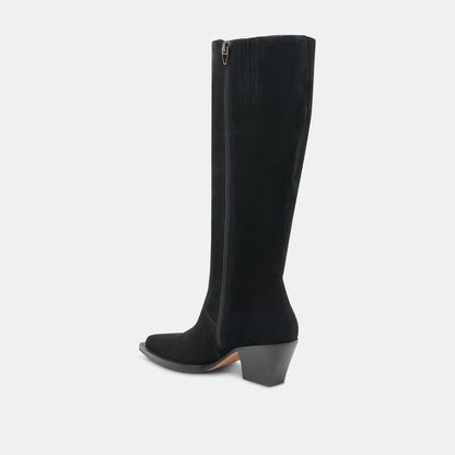 Raj Extra Wide Calf Onyx Suede Boots - Dolce Vita