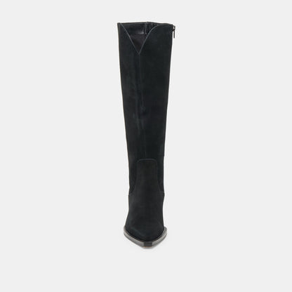 Raj Extra Wide Calf Onyx Suede Boots - Dolce Vita
