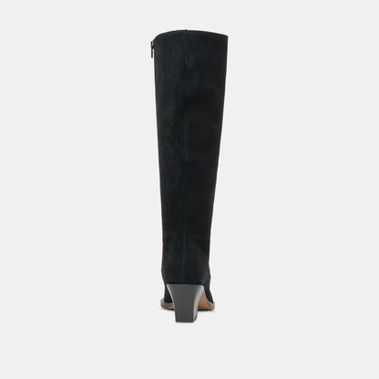 Raj Extra Wide Calf Onyx Suede Boots - Dolce Vita
