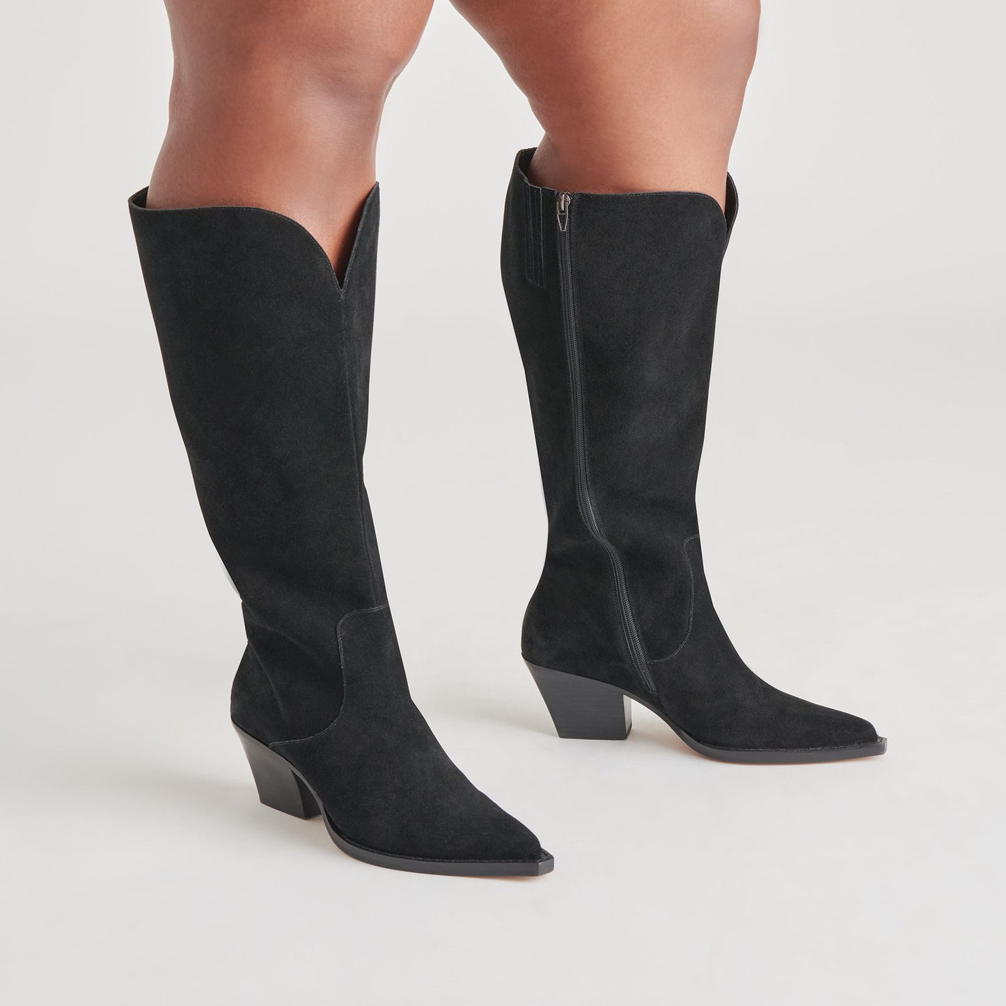 Raj Extra Wide Calf Onyx Suede Boots - Dolce Vita