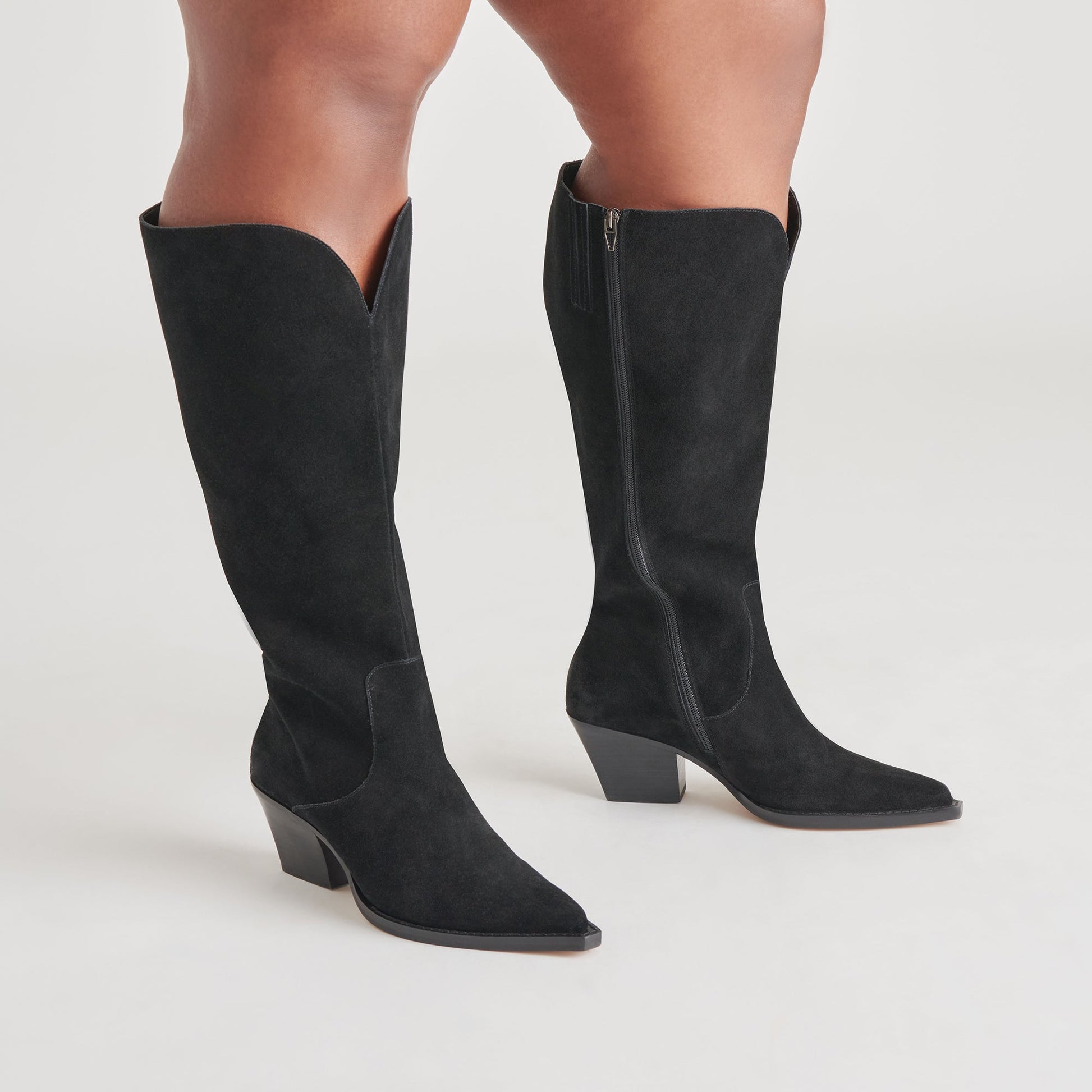 Raj Extra Wide Calf Onyx Suede Boots - Dolce Vita