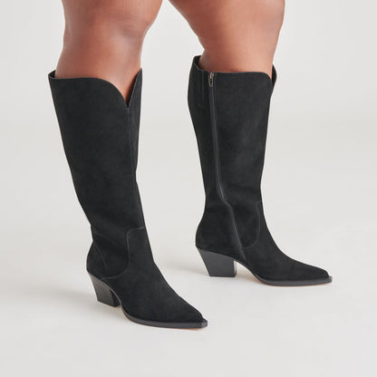 Raj Extra Wide Calf Onyx Suede Boots - Dolce Vita