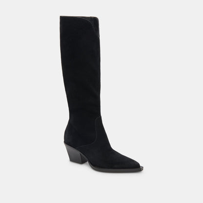 Raj Extra Wide Calf Onyx Suede Boots - Dolce Vita