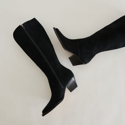 Raj Extra Wide Calf Onyx Suede Boots - Dolce Vita