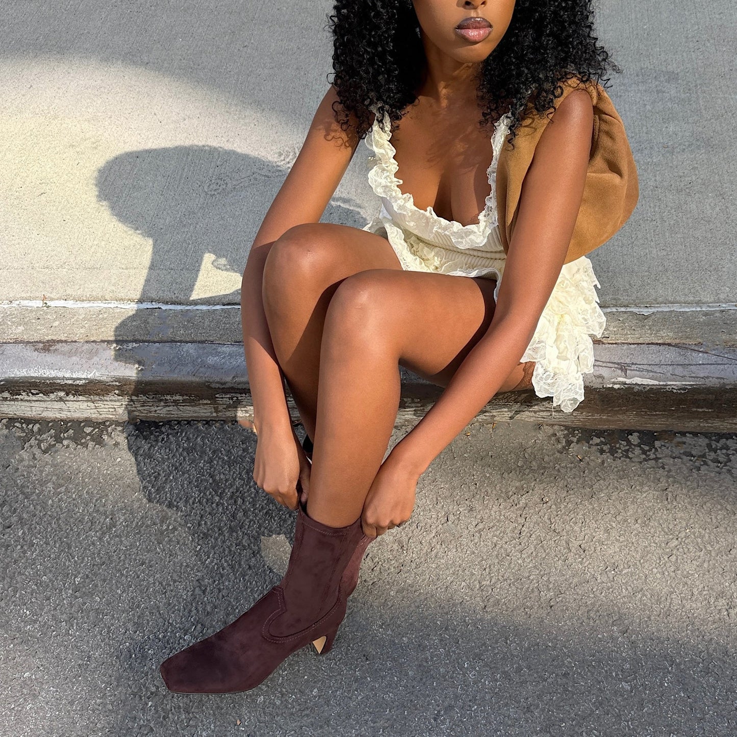 Roan Mahogany Stella Suede Boots - Dolce Vita