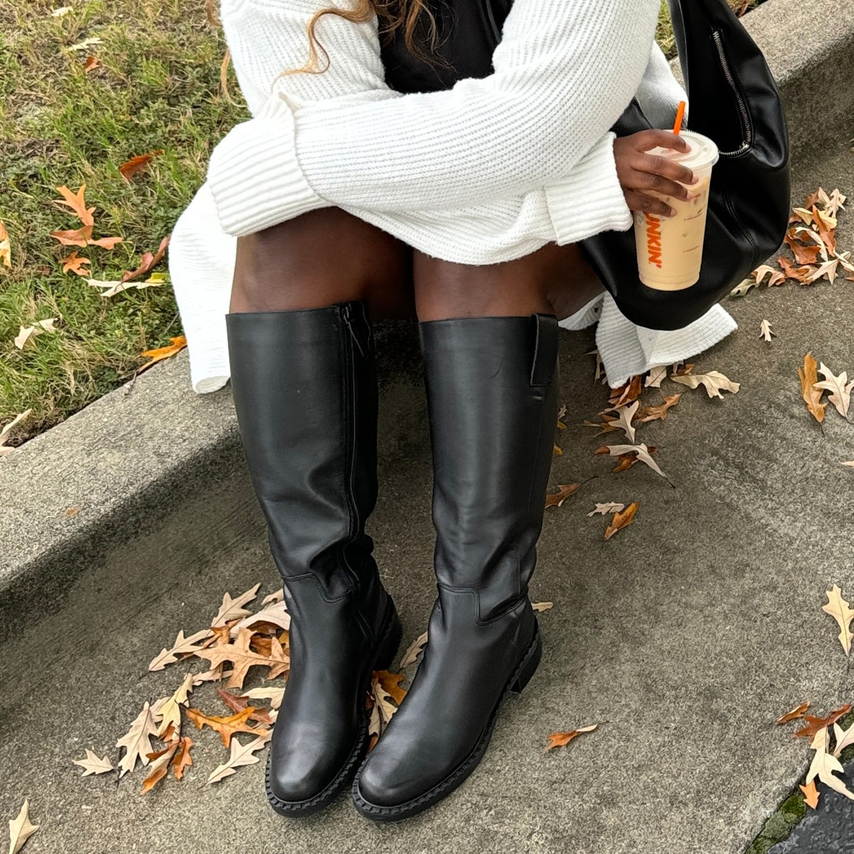 Glory H2O Waterproof Black Leather Wide Calf Boots - Dolce Vita