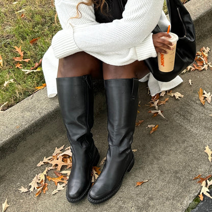Glory H2O Waterproof Black Leather Wide Calf Boots - Dolce Vita