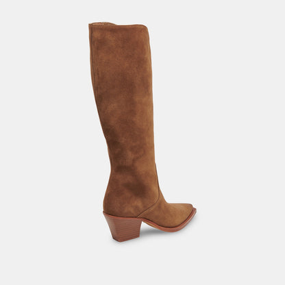 Raj Extra Wide Calf Brown Suede Boots - Dolce Vita
