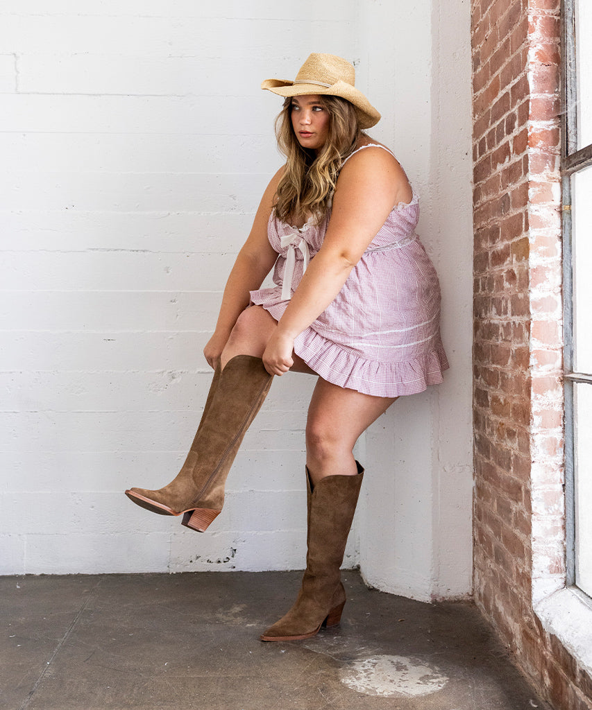 Raj Extra Wide Calf Brown Suede Boots - Dolce Vita