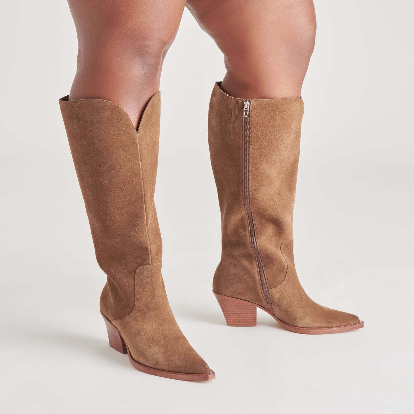 Raj Extra Wide Calf Brown Suede Boots - Dolce Vita