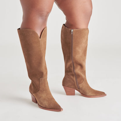 Raj Extra Wide Calf Brown Suede Boots - Dolce Vita