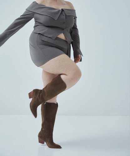 Raj Extra Wide Calf Brown Suede Boots - Dolce Vita