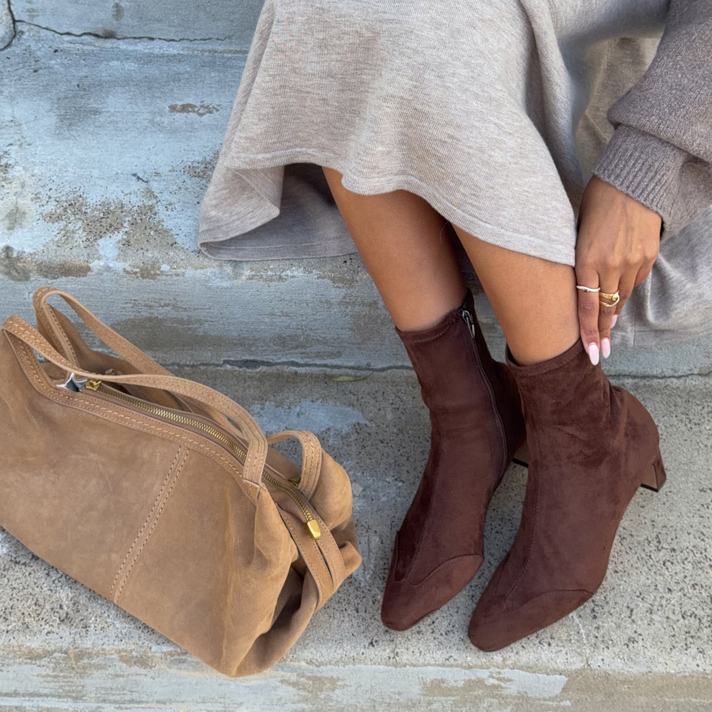 Anika Dk Brown Stella Suede Boots - Dolce Vita