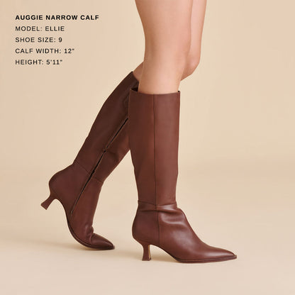Auggie Chocolate Leather Narrow Calf Boots - Dolce Vita