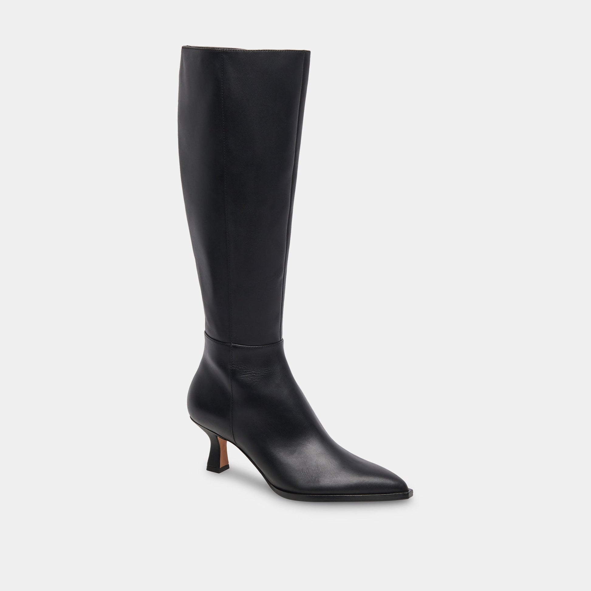 Auggie Black Leather Narrow Calf Boots - Dolce Vita