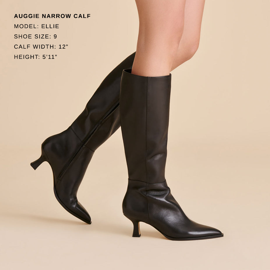 Auggie Black Leather Narrow Calf Boots - Dolce Vita