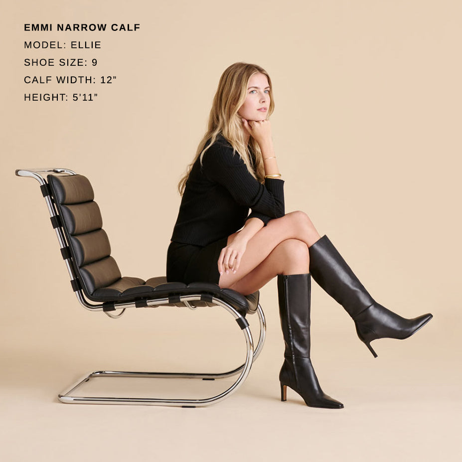 Emmi Black Leather Narrow Calf Boots - Dolce Vita