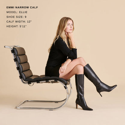 Emmi Black Leather Narrow Calf Boots - Dolce Vita
